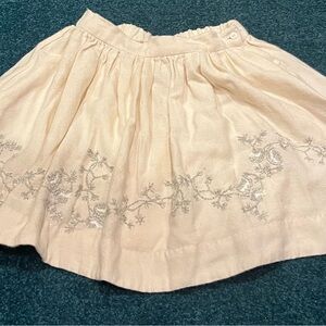 Bonpoint Cream Skirt with Silver Floral Embroidery